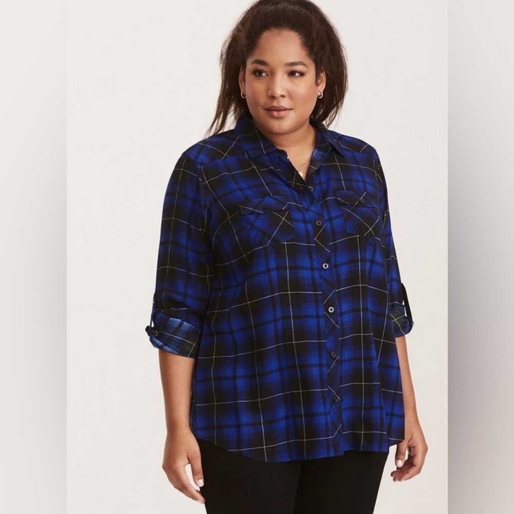 Torrid Challis Button-Down Long Sleeve Shirt Lightweight Sheer Size 5X